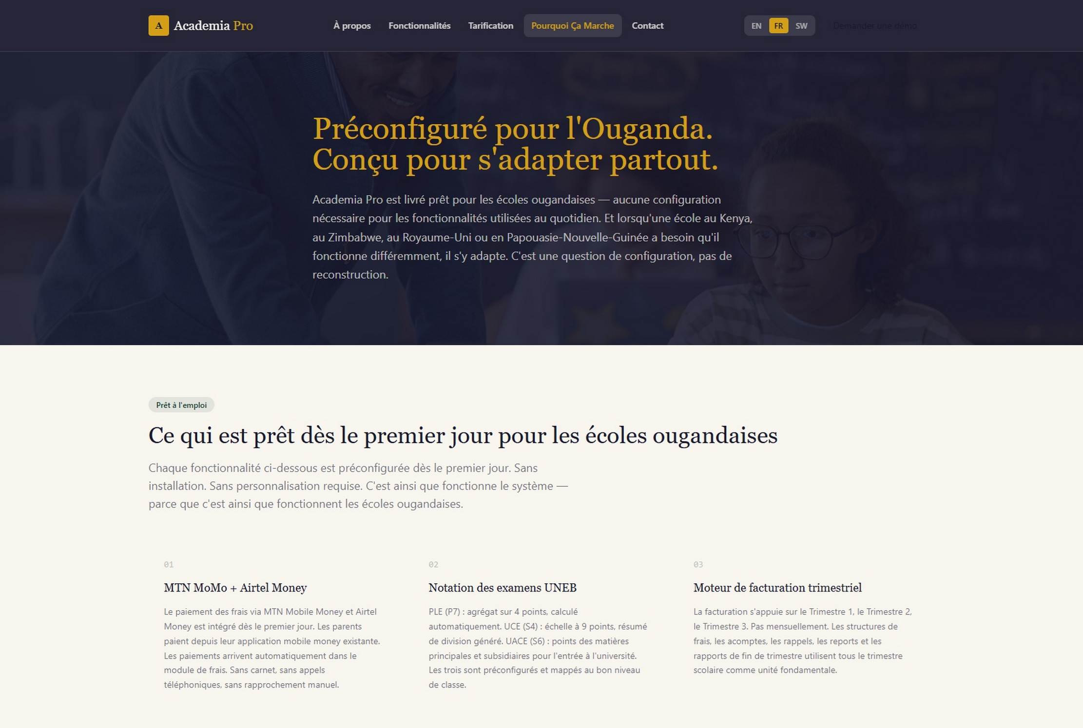 Academia Pro website — full screenshot