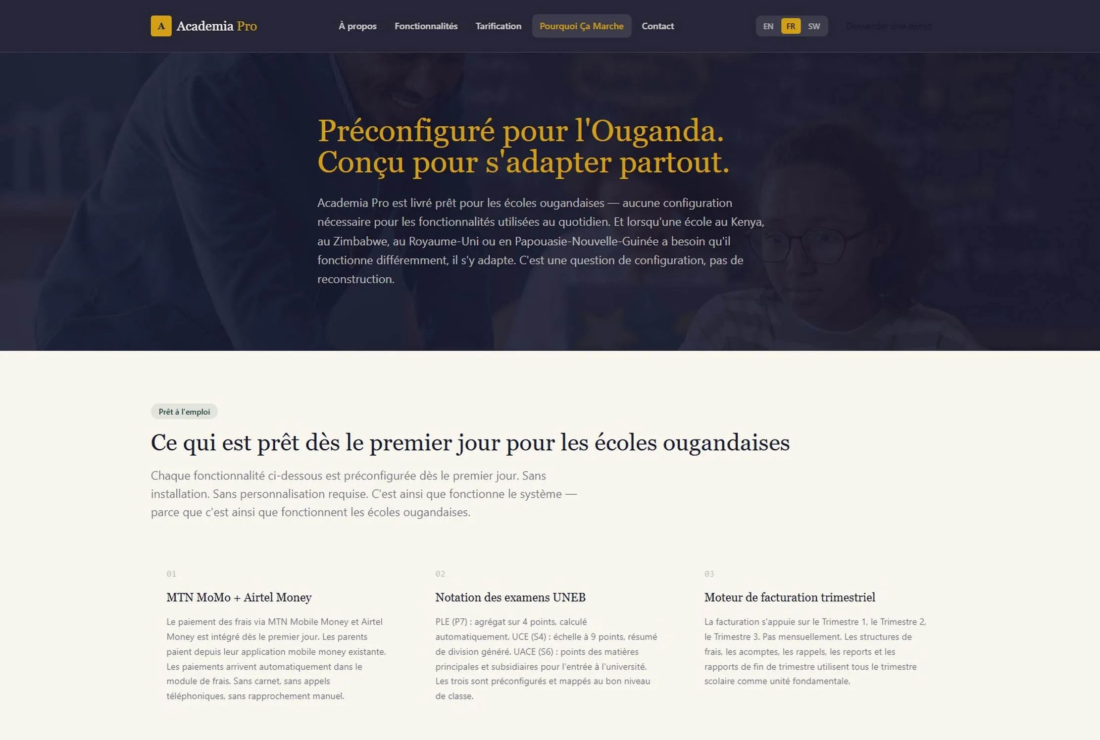 Academia Pro website screenshot