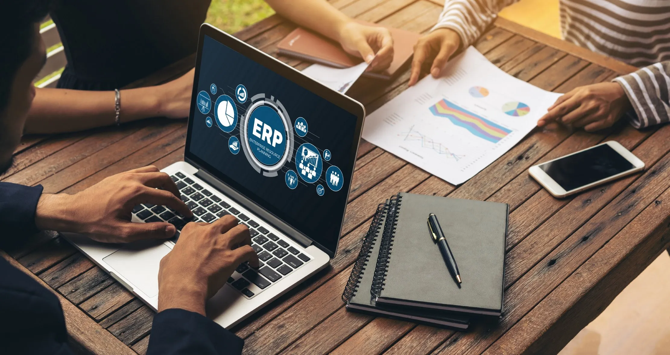 Enterprise resource planning software dashboard in a modern East African business setting