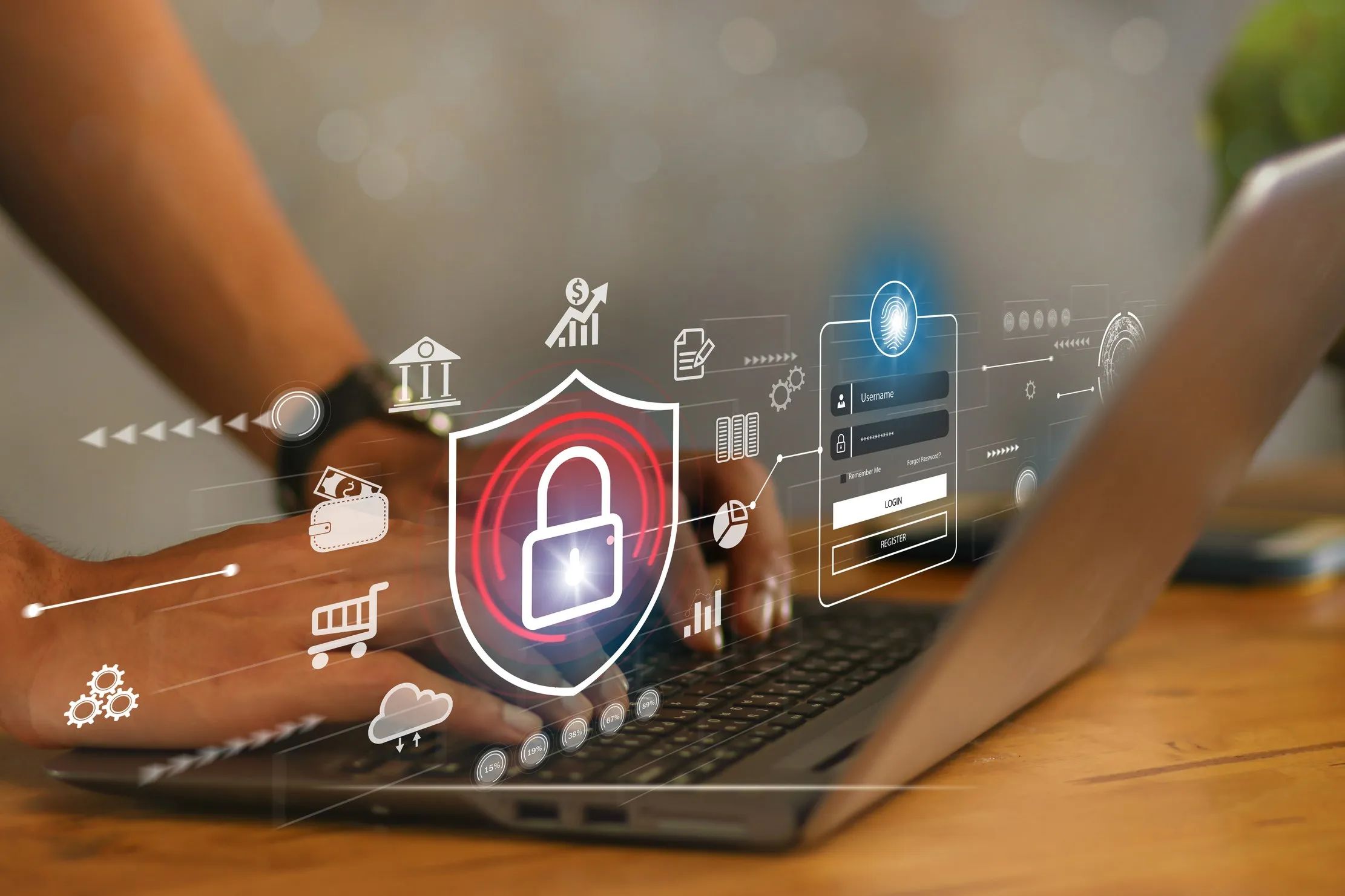 User signing in through a secure login screen with identity verification